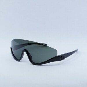 Gucci GG1650S 001 Sunglasses Shiny Black Shield Frame, Grey Lenses